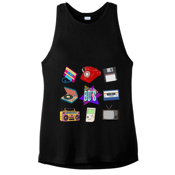 80s Throwback Retro Vintage Funny Party Cassette Tapes Ladies PosiCharge Tri-Blend Wicking Tank