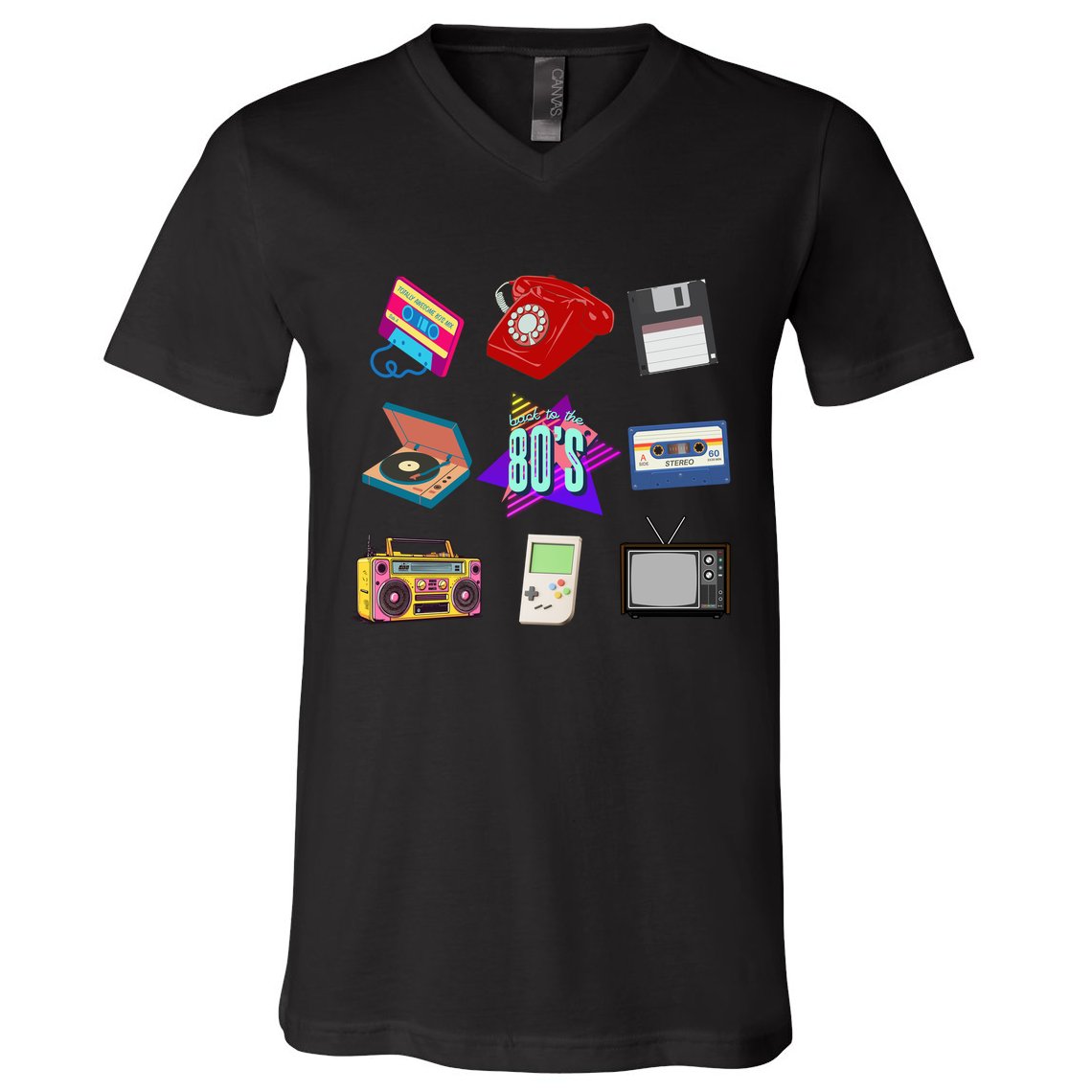 80s Throwback Retro Vintage Funny Party Cassette Tapes V-Neck T-Shirt