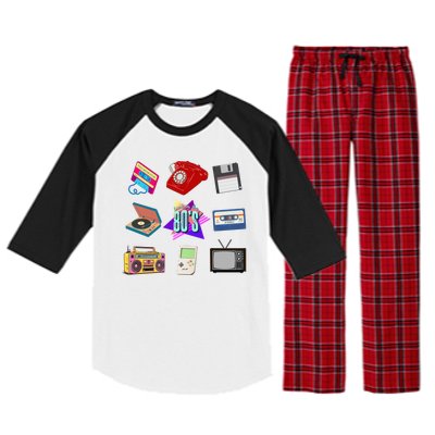 80s Throwback Retro Vintage Funny Party Cassette Tapes Raglan Sleeve Pajama Set