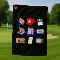 80s Throwback Retro Vintage Funny Party Cassette Tapes Golf Towel
