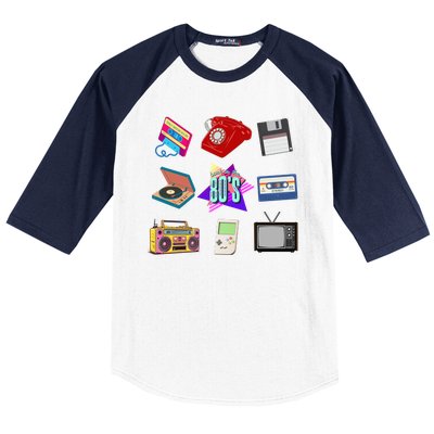 80s Throwback Retro Vintage Funny Party Cassette Tapes Baseball Sleeve Shirt