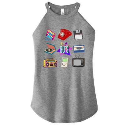 80s Throwback Retro Vintage Funny Party Cassette Tapes Women's Perfect Tri Rocker Tank