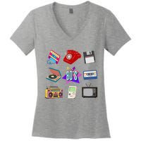 80s Throwback Retro Vintage Funny Party Cassette Tapes Women's V-Neck T-Shirt