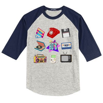 80s Throwback Retro Vintage Funny Party Cassette Tapes Kids Colorblock Raglan Jersey