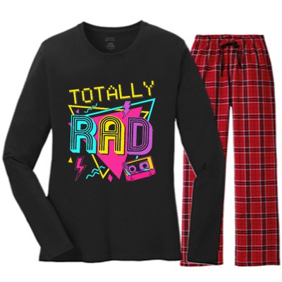 80s Totally Rad Women's Long Sleeve Flannel Pajama Set 