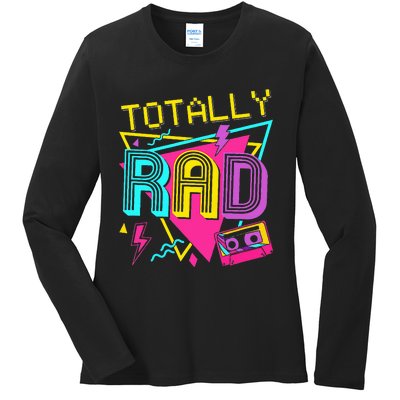 80s Totally Rad Ladies Long Sleeve Shirt