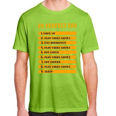 8giftbit Text Style My Perfect Day Play Video Games Gift Adult ChromaSoft Performance T-Shirt