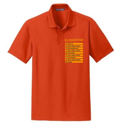 8giftbit Text Style My Perfect Day Play Video Games Gift Dry Zone Grid Polo