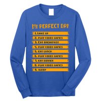 8giftbit Text Style My Perfect Day Play Video Games Gift Long Sleeve Shirt