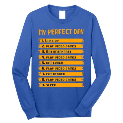 8giftbit Text Style My Perfect Day Play Video Games Gift Long Sleeve Shirt