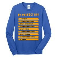 8giftbit Text Style My Perfect Day Play Video Games Gift Tall Long Sleeve T-Shirt