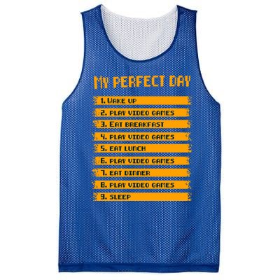 8giftbit Text Style My Perfect Day Play Video Games Gift Mesh Reversible Basketball Jersey Tank