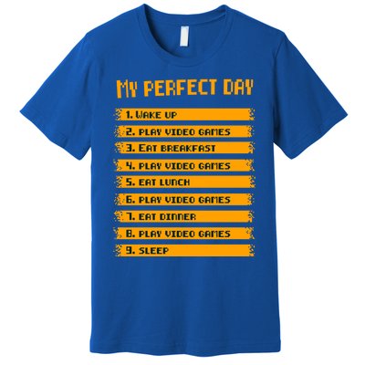 8giftbit Text Style My Perfect Day Play Video Games Gift Premium T-Shirt