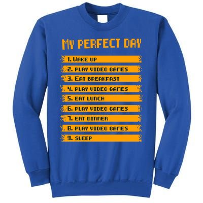 8giftbit Text Style My Perfect Day Play Video Games Gift Tall Sweatshirt