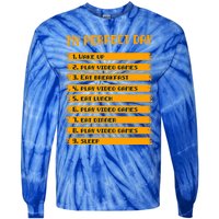 8giftbit Text Style My Perfect Day Play Video Games Gift Tie-Dye Long Sleeve Shirt