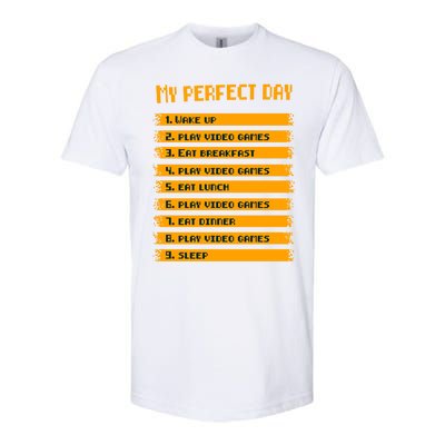 8giftbit Text Style My Perfect Day Play Video Games Gift Softstyle CVC T-Shirt