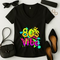 80s Vibe 1980s Fashion 80s Outfit Eighties 80s Costume Women's V-Neck T-Shirt