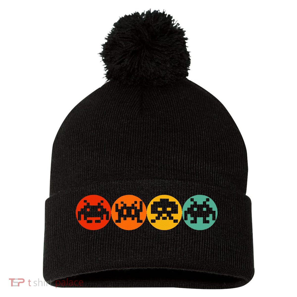 80s Video Game Vintage Retro Arcade Pom Pom 12in Knit Beanie