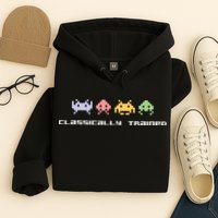 80s Video Game Classically Trained Alien Invaders Vintage Hoodie