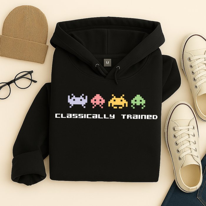 80s Video Game Classically Trained Alien Invaders Vintage Hoodie