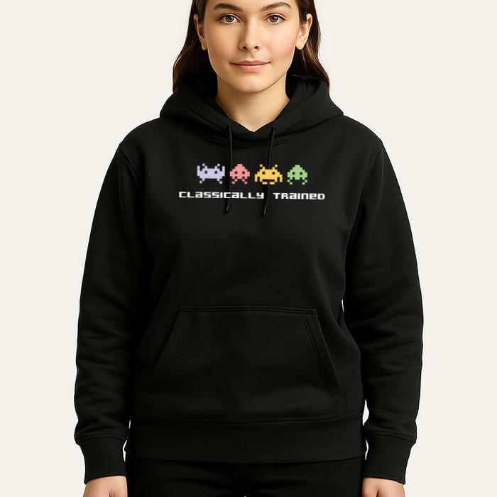 80s Video Game Classically Trained Alien Invaders Vintage Hoodie
