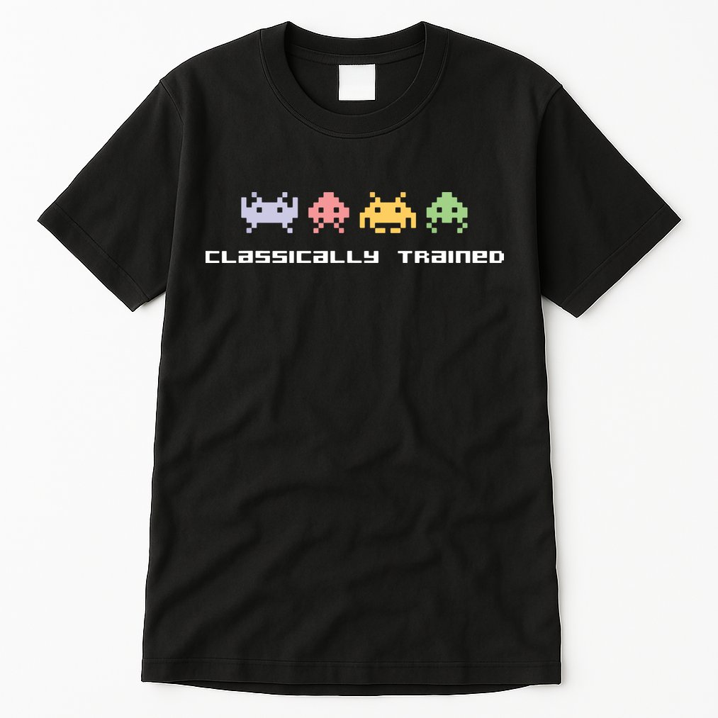 80s Video Game Classically Trained Alien Invaders Vintage Tall T-Shirt