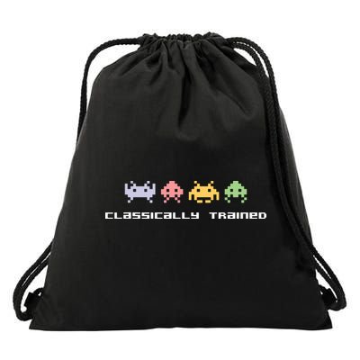80s Video Game Classically Trained Alien Invaders Vintage Drawstring Bag