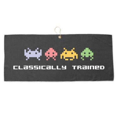 80s Video Game Classically Trained Alien Invaders Vintage Large Microfiber Waffle Golf Towel