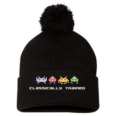 80s Video Game Classically Trained Alien Invaders Vintage Pom Pom 12in Knit Beanie