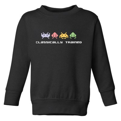 80s Video Game Classically Trained Alien Invaders Vintage Toddler Sweatshirt