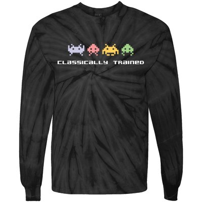 80s Video Game Classically Trained Alien Invaders Vintage Tie-Dye Long Sleeve Shirt