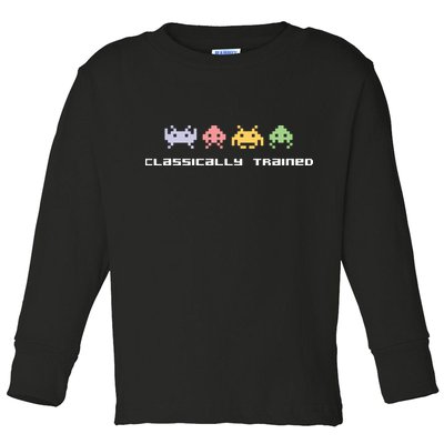 80s Video Game Classically Trained Alien Invaders Vintage Toddler Long Sleeve Shirt