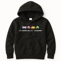 80s Video Game Classically Trained Alien Invaders Vintage Kids Hoodie