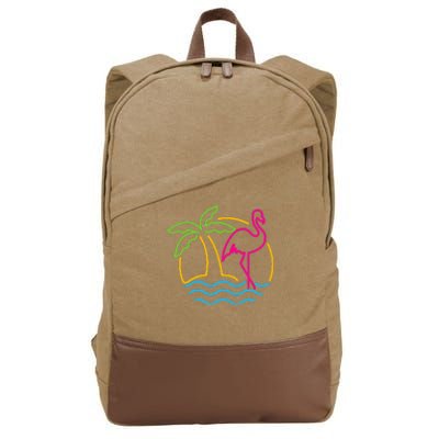 80s Vintage Miami Retro Neon Pink Flamingo Cotton Canvas Backpack