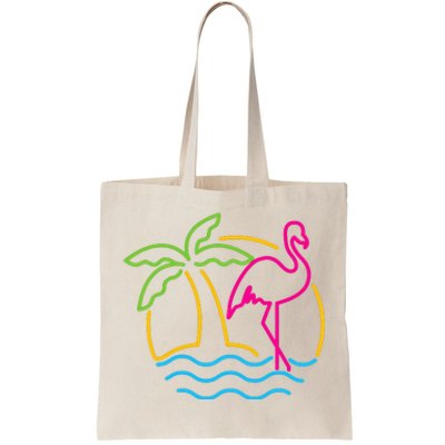 80s Vintage Miami Retro Neon Pink Flamingo Tote Bag