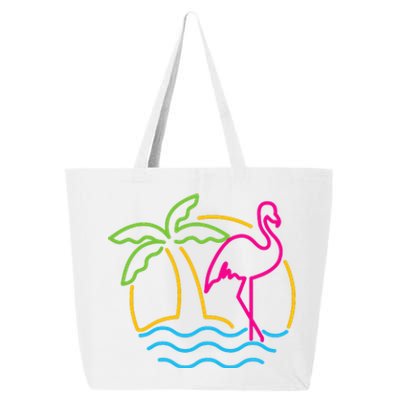 80s Vintage Miami Retro Neon Pink Flamingo 25L Jumbo Tote