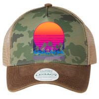 80s Vaporwave Retro Palm Trees Sunset Legacy Tie Dye Trucker Hat