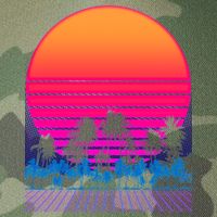 80s Vaporwave Retro Palm Trees Sunset Legacy Tie Dye Trucker Hat
