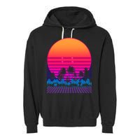 80s Vaporwave Retro Palm Trees Sunset Garment-Dyed Fleece Hoodie
