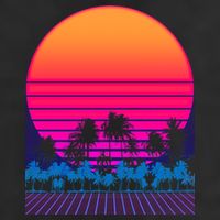 80s Vaporwave Retro Palm Trees Sunset Garment-Dyed Fleece Hoodie