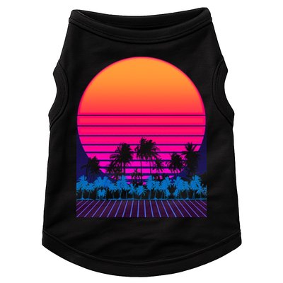 80s Vaporwave Retro Palm Trees Sunset Doggie Tank