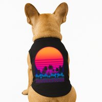 80s Vaporwave Retro Palm Trees Sunset Doggie Tank