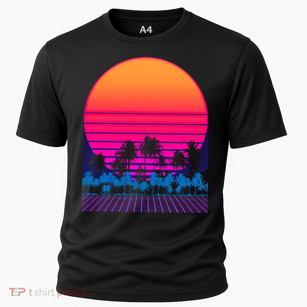 80s Vaporwave Retro Palm Trees Sunset Performance Shirt