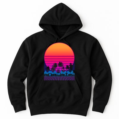 80s Vaporwave Retro Palm Trees Sunset Hoodie