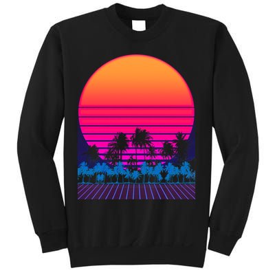 80s Vaporwave Retro Palm Trees Sunset Sweatshirt