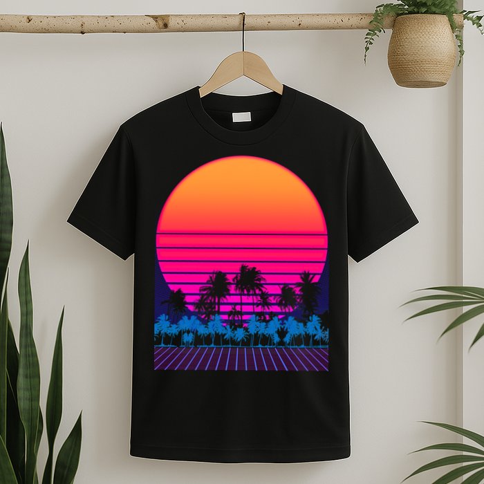 80s Vaporwave Retro Palm Trees Sunset T-Shirt