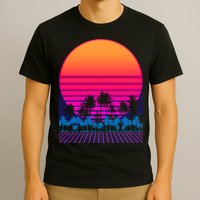 80s Vaporwave Retro Palm Trees Sunset T-Shirt