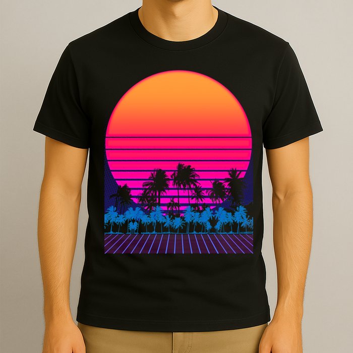 80s Vaporwave Retro Palm Trees Sunset T-Shirt