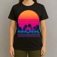 80s Vaporwave Retro Palm Trees Sunset T-Shirt