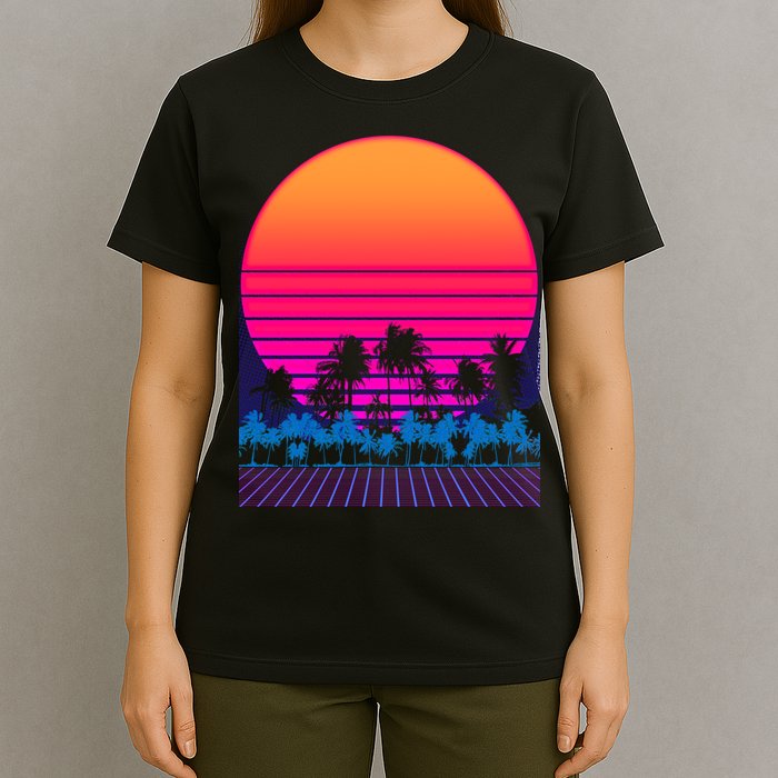80s Vaporwave Retro Palm Trees Sunset T-Shirt